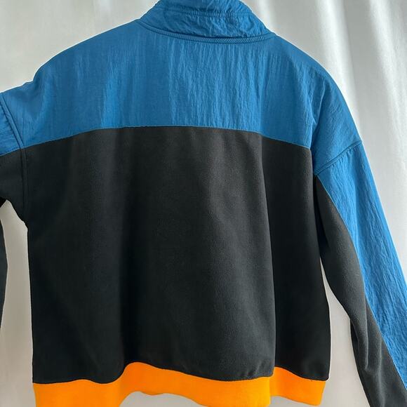 Nike Blue & Orange Colorblock Polar Fleece Cropped Sweatshirt Womens Size Large - Picture 8 of 8